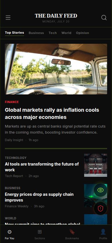 News feed cover mode — reads like a standard news app